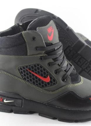 Зимние кожанные кроссовки nike, ботинки найк на меху. унисекс. зимние