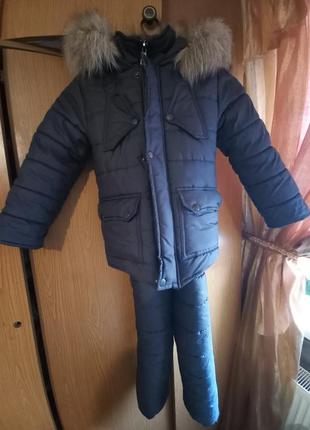 Куртка+комбинизон на мальчика зима р.до 122см