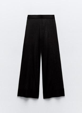 Чорний трикотажний костюм з брюками та майкою zara чорний комплект з майкою і брюками чорні напівпрозорі брюки чорна напівпрозора майка що просвічує8 фото