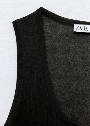Чорний трикотажний костюм з брюками та майкою zara чорний комплект з майкою і брюками чорні напівпрозорі брюки чорна напівпрозора майка що просвічує7 фото