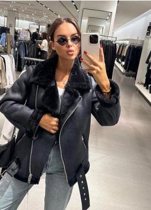 Дубленка авиатор, косуха zara m