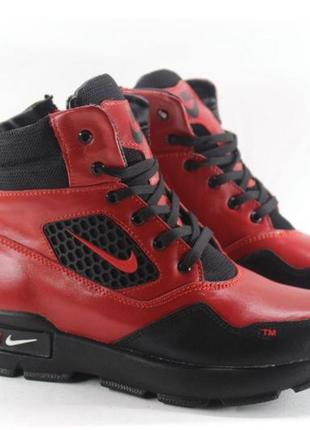 Зимние кожанные кроссовки nike, ботинки найк на меху. унисекс. зимние