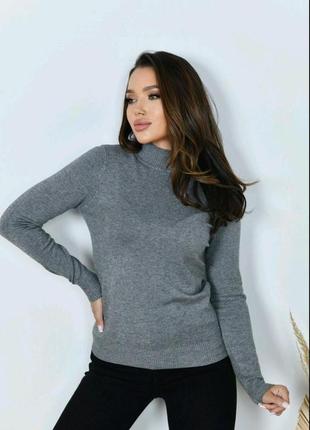 Базова тепла кашемірова водолазка світло-сірого кольору 54-56 розміру