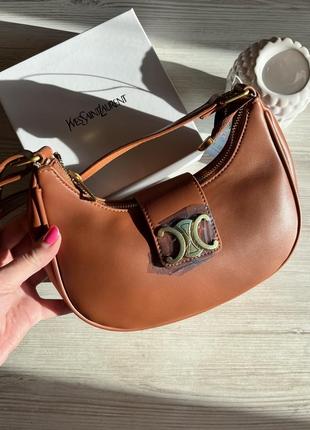 Нова коричнева шкіряна сумка в стилі celine