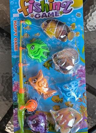 Ігровий набір рибалка магнітна, 1 вудка, 7 рибок