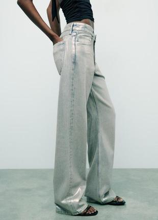 Джинсы wide-leg foil со средней посадкой