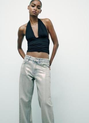 Джинсы wide-leg foil со средней посадкой