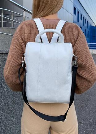Современная женская сумка-рюкзак защита от краж из натуральной кожи белый