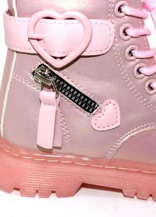 Рожеві осінні черевики для дівчинки рожевий8 фото