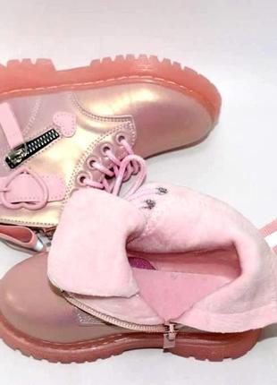 Рожеві осінні черевики для дівчинки рожевий7 фото