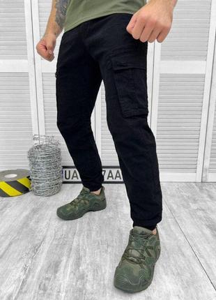 Чоловічі штани синього кольору з бавовни та еластану джогери карго синього кольору