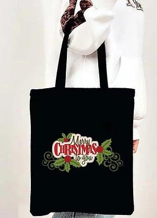 Шоппер с принтом new year merry christmas