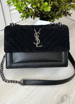 Сумка натуральна замша + еко-шкіра