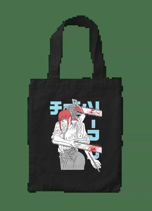 Шоппер с принтом людина бензопила