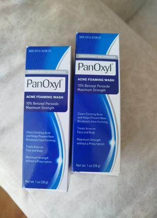 Пінка з бензоїл пероксидом 10% panoxyl acne foaming wash benzoyl peroxide 10% maximum strength antimicrobial 28gr