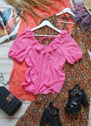 Шифоновая летняя блуза футболка с рюшами