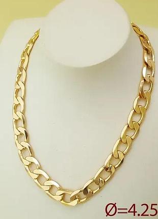Ланцюжок "масивний панцер", р.45; 4,25, медсплав xuping, позолота, 18к