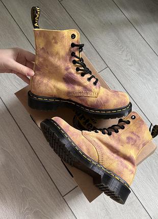 Dr martens 1460 pascal burnt yellow grunge tie dye