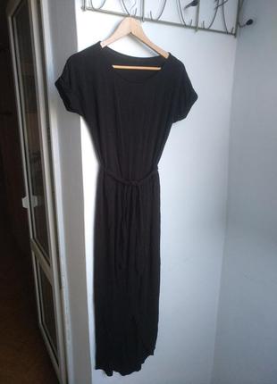 Довге плаття футболка натуральна віскоза спідниця заходом, l xl size xxl