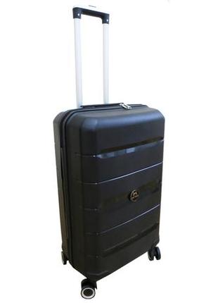 Средний чемодан из полипропилена на колесах 60l my polo, турция черный3 фото