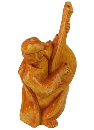 Статуетка ручної роботи з дерева козак бандурист3 фото