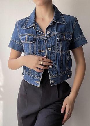 Diesel indusry womens vintage 90s cropped short sleeve blue denim jean jacket женская, винтажная, синяя джинсовка, топ на короткий рукав