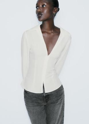 Рубашка женская бежевая приталенная zara new