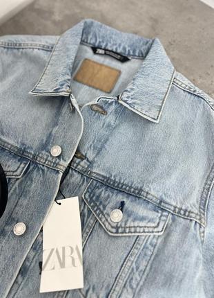 Шикарна подовжена оверсайз джинсовка zara, джинсова куртка6 фото