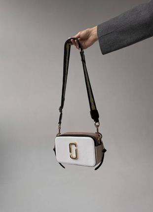 Женская сумка marc jacobs logo white beige yellow8 фото