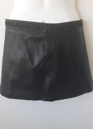 Натуральная кожа zara trafaluc мини- юбка s 42-44