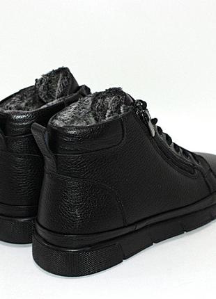 Зимові чоловічі черевики з натуральної шкіри чорний7 фото