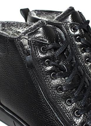 Зимові чоловічі черевики з натуральної шкіри чорний10 фото