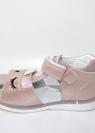 Дитячі закриті рожеві сандалики з однорогом для маленьких дівчаток рожевий4 фото