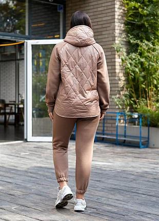 Теплый женский стеганый костюм-двойка батал