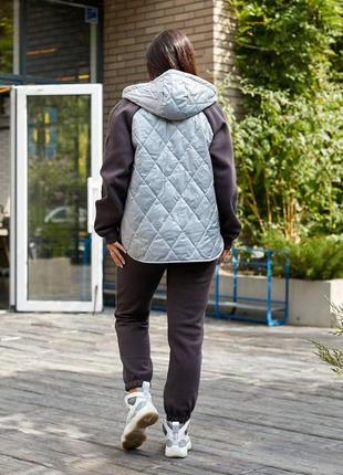 Теплый женский стеганый костюм-двойка батал