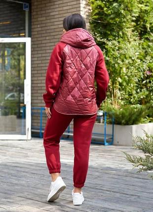 Теплый женский стеганый костюм-двойка батал