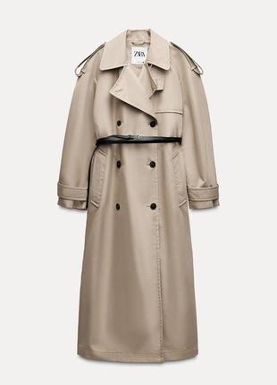 Тренч плащ зара zara оверсайз zw collection с пояском с ремнем