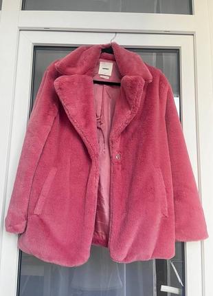 Шуба розовая koton із екомеха
