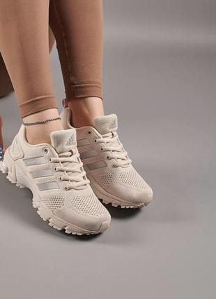 Кросівки жіночі текстильні adidas marathon tr 26 beige  женские спортивные кроссовки адидас маратон бежевые серые чёрные