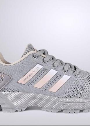 Кросівки жіночі текстильні adidas marathon tr 26 beige  женские спортивные кроссовки адидас маратон бежевые серые чёрные8 фото