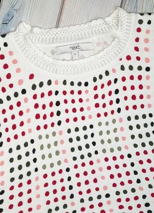 🤩1+1=3 фирменный белый свитер в горошек с коротким рукавом next, размер 46 - 484 фото