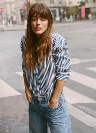 Поплиновая полосатая женская рубашка zara new