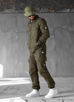 Спортивный костюм мужской stone island  khaki olive! костюм спортивний хакі олива stone island!