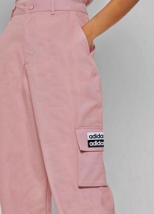 Рожеві вільні оверсайз штани карго джогери брюки  джоггери adidas original оригінал4 фото