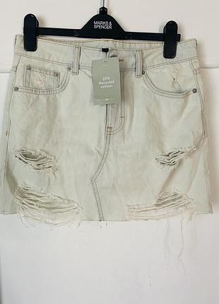 Джинсовая юбка h&m p. 36 cotton #d