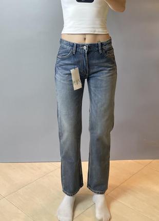 Прямі джинси zara straight leg mid rise