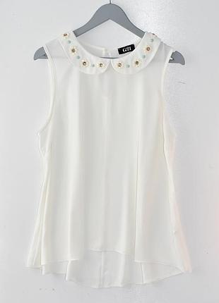 G21 george красива молочна молочна блуза з комірцем