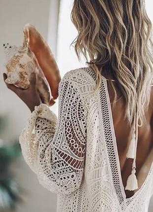 Ажурна в'язана сукня сарафан з відкритою спиною s (42-44-46)