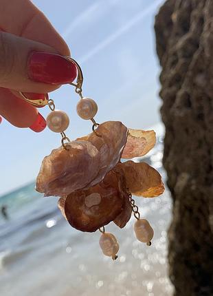 Сережки з перлами та персиковими мушлями &lt;unk&gt; дзвіночок