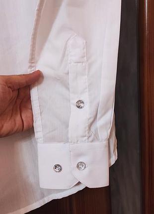 Рубашка приталенная белая 5